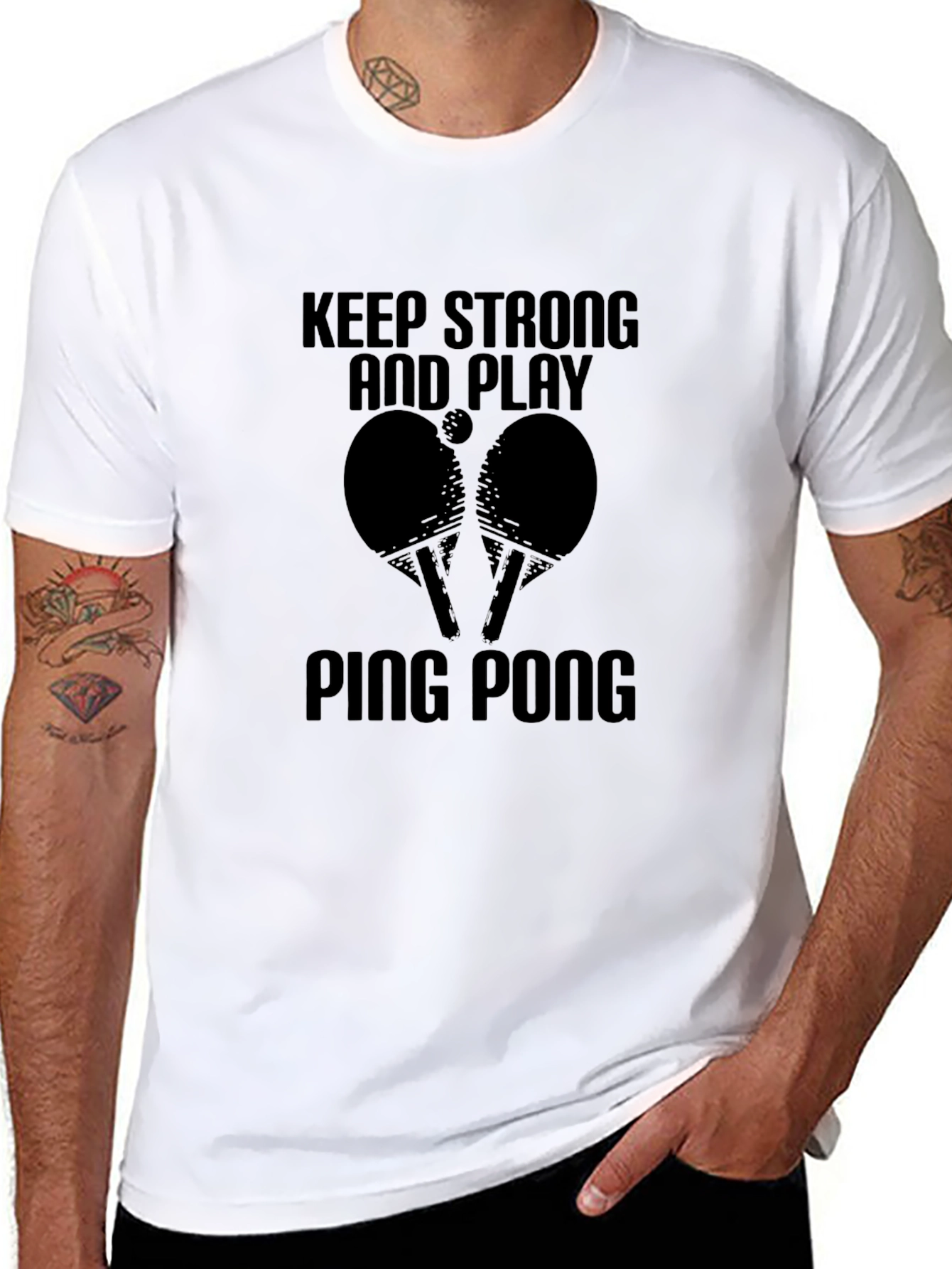 Keep Strong and Play Ping Pong Graphic Tee