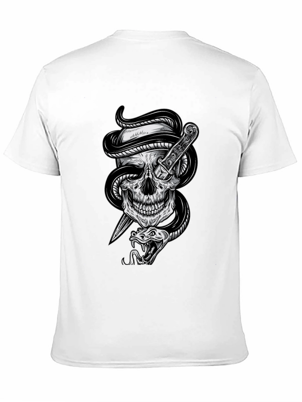 Skull Snake Dagger Graphic Tee - Mens Black T-Shirt