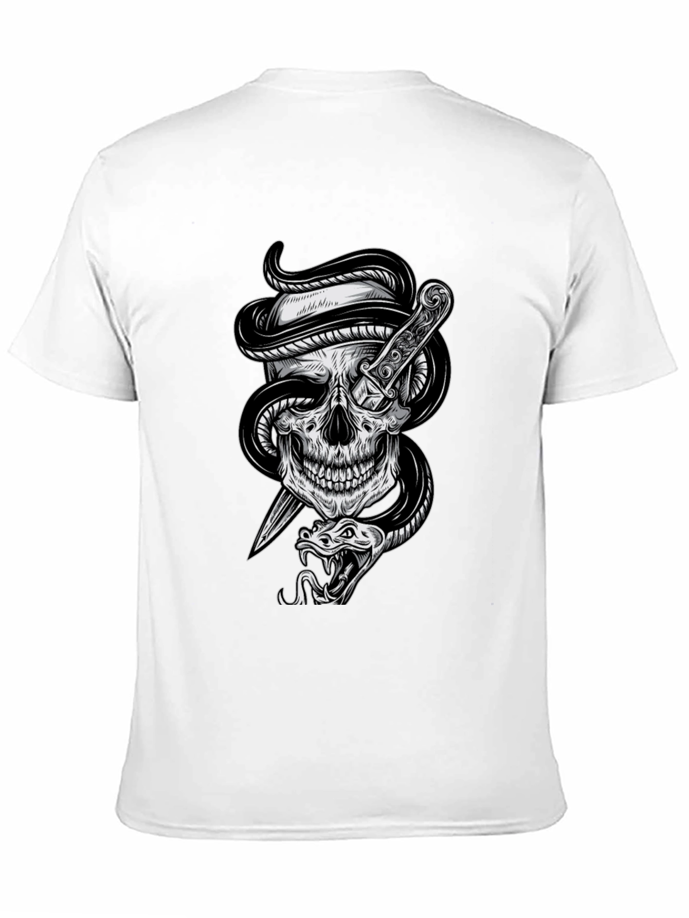 Skull Snake Dagger Graphic Tee - Mens Black T-Shirt