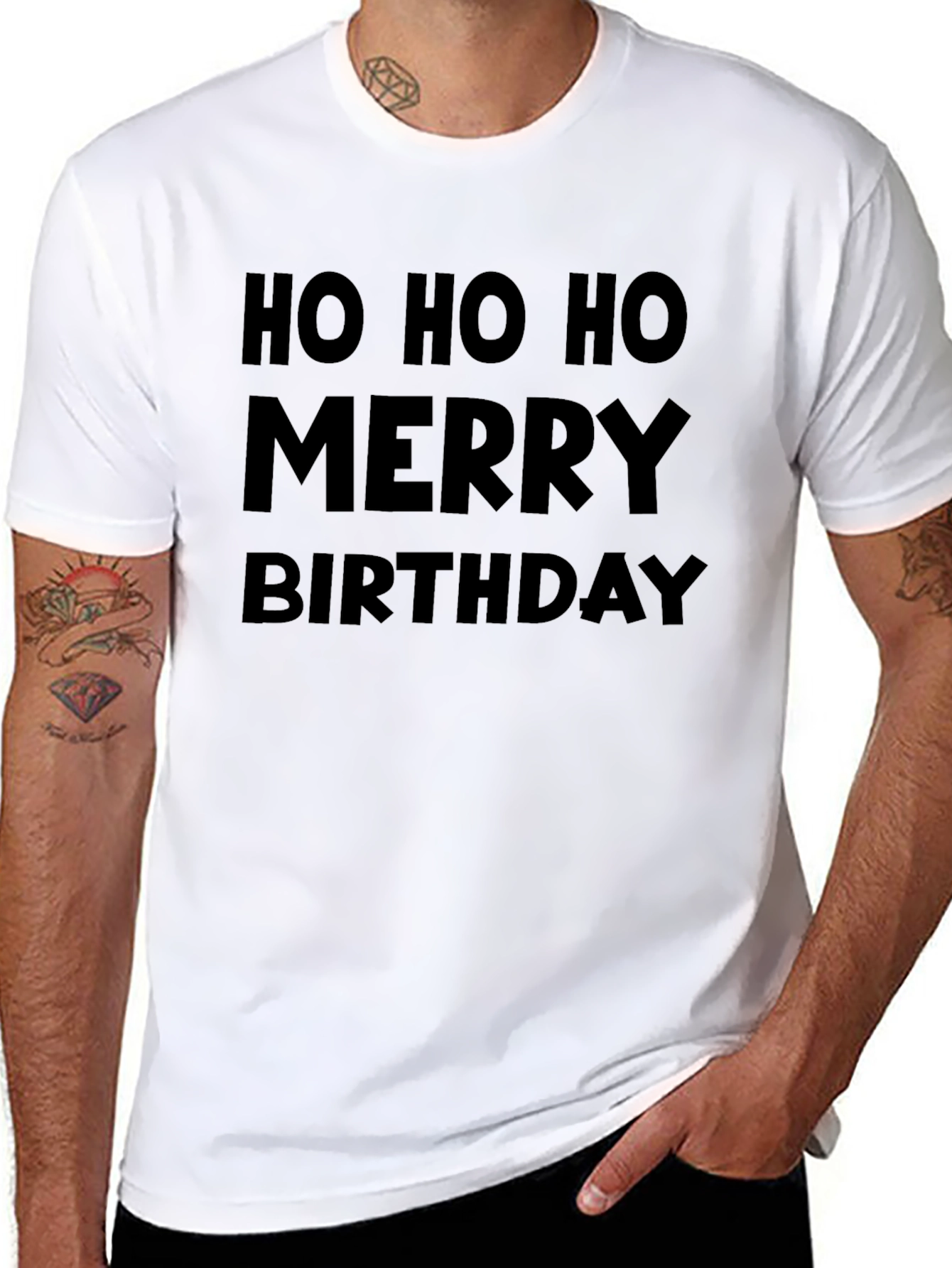 Ho Ho Ho Merry Birthday Black T-Shirt