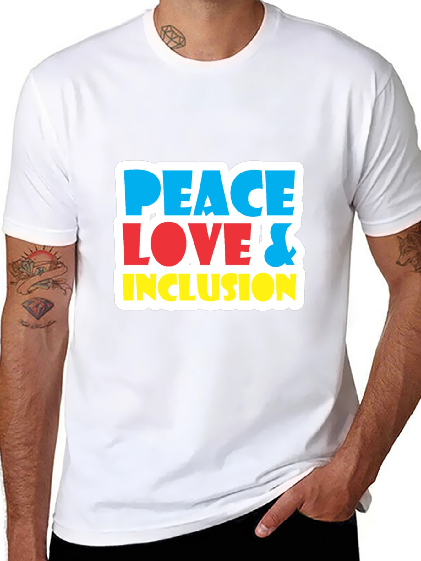 Peace Love & Inclusion T-Shirt - Bold Graphic Tee