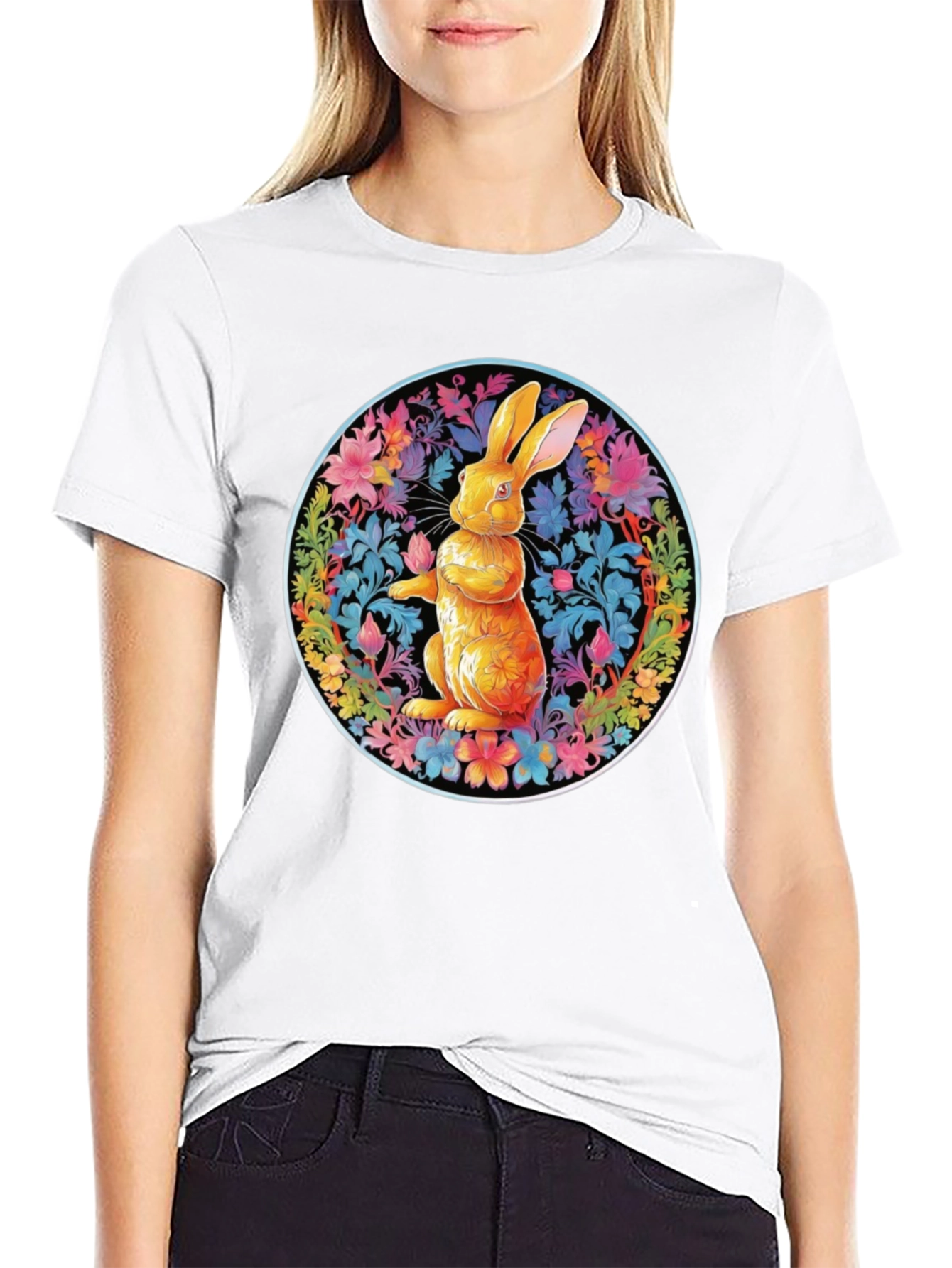 Floral Rabbit Graphic Tee - Easter Spring T-Shirt