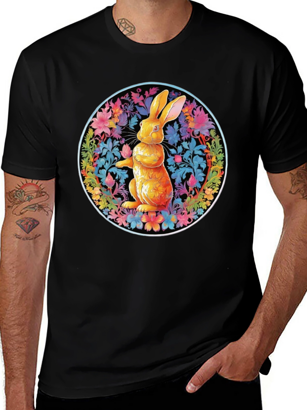 Floral Rabbit Graphic Tee - Easter Spring T-Shirt