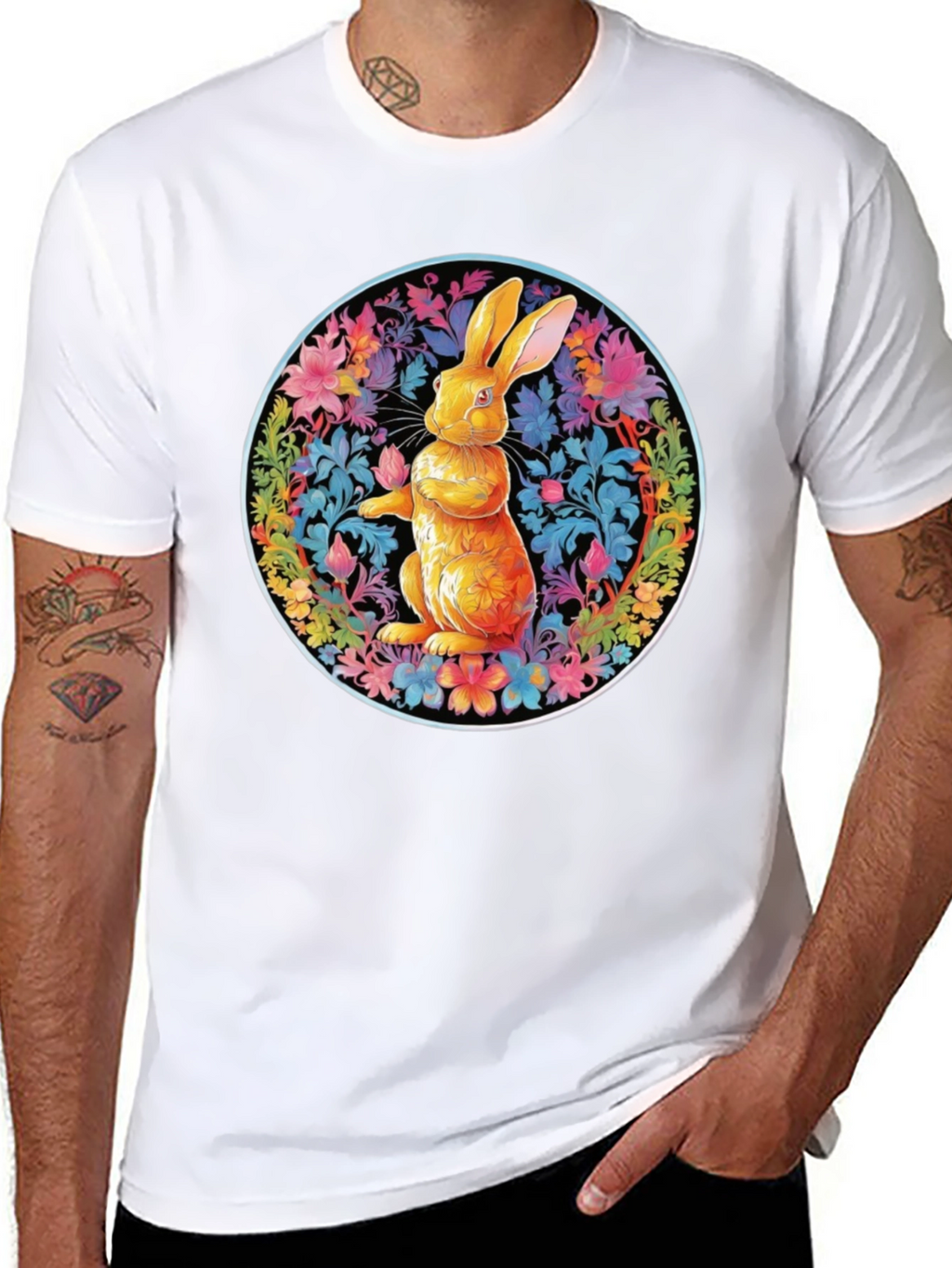 Floral Rabbit Graphic Tee - Easter Spring T-Shirt