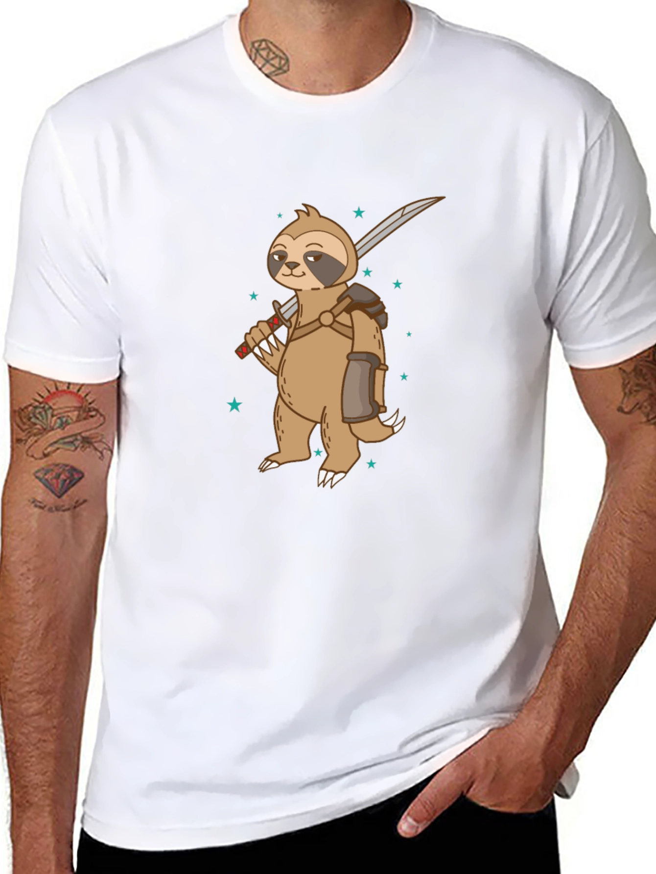 Sloth Warrior Graphic Tee - Black