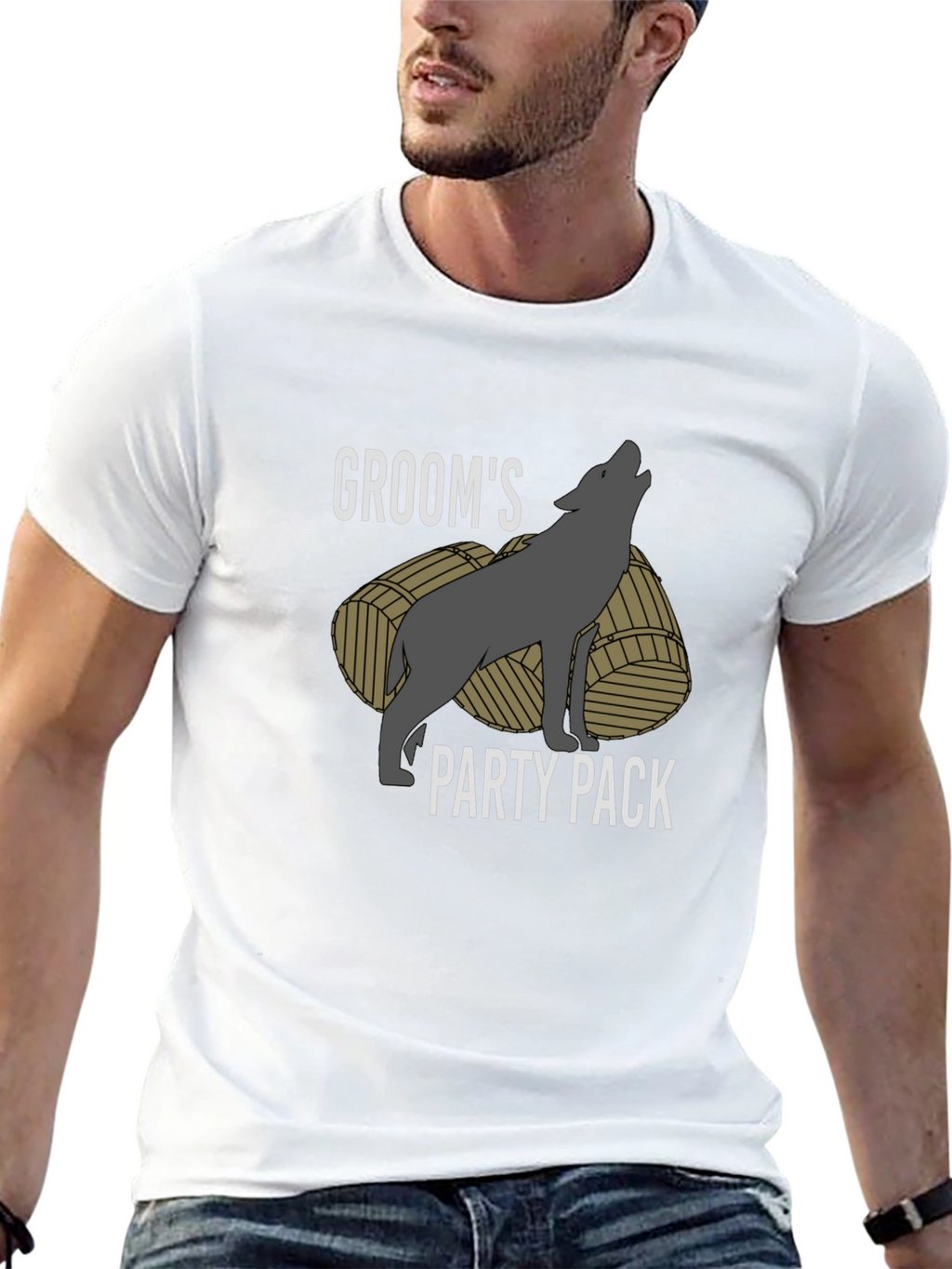 Grooms Party Pack T-Shirt - Wolf Design