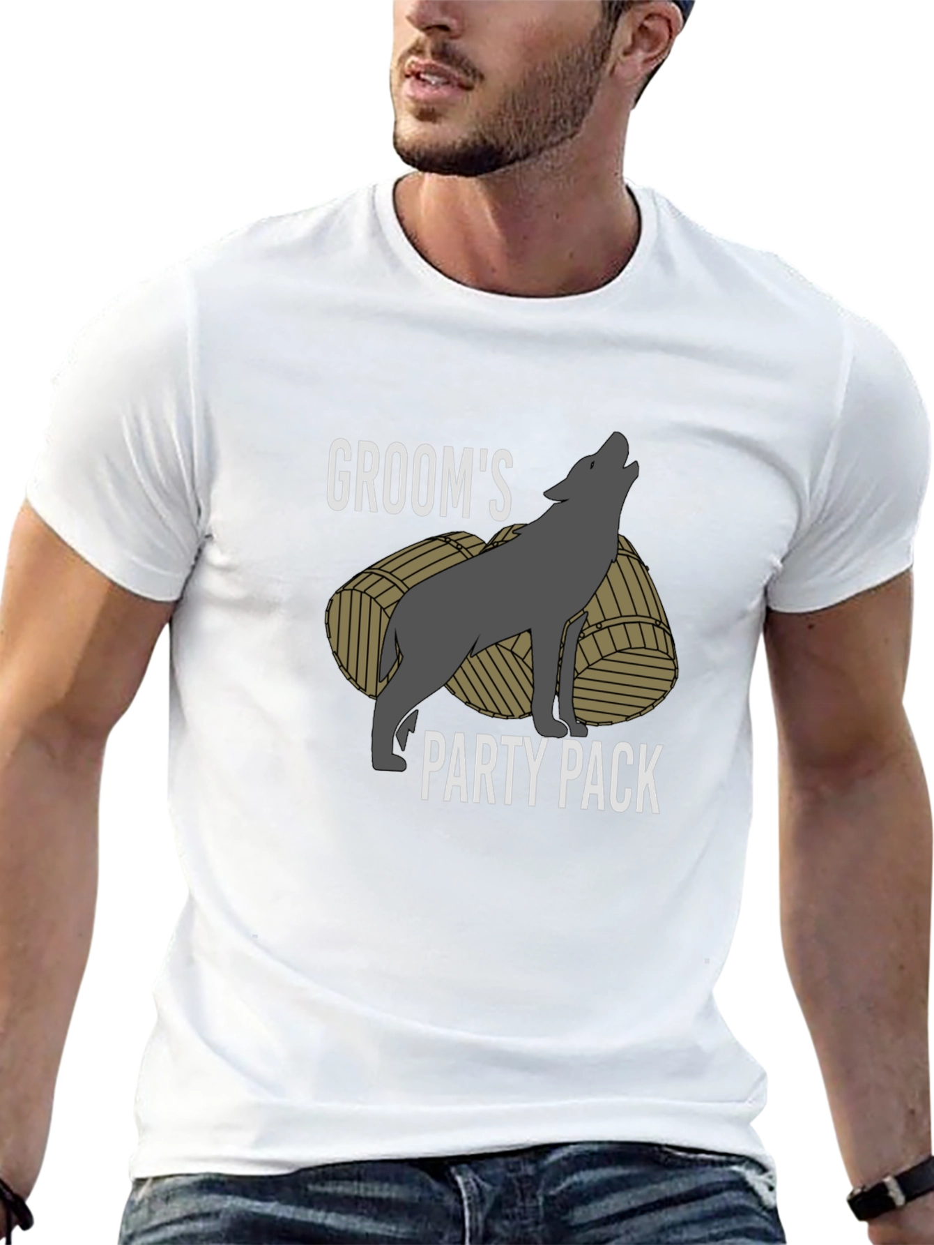 Grooms Party Pack T-Shirt - Wolf Design