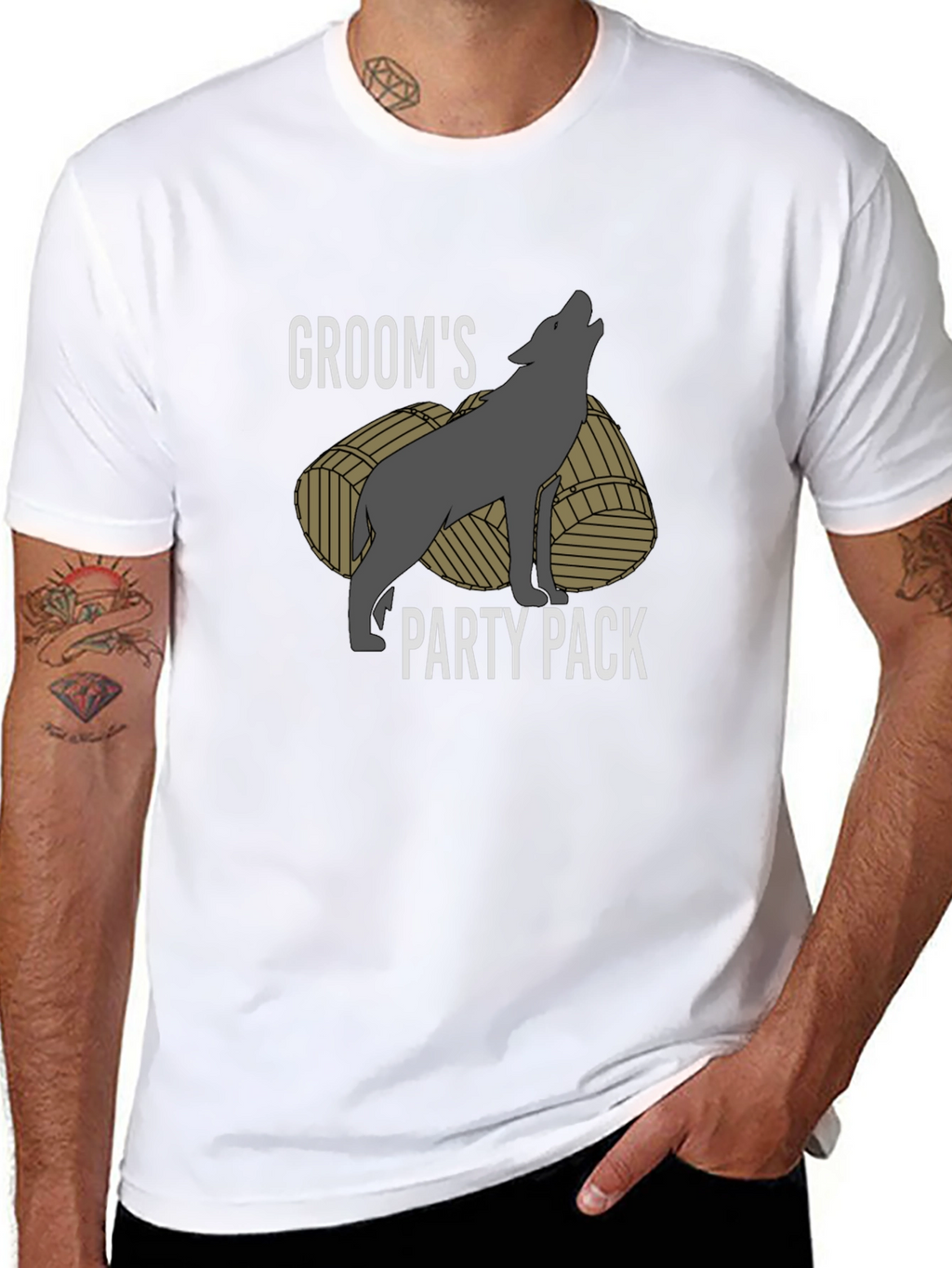 Grooms Party Pack T-Shirt - Wolf Design