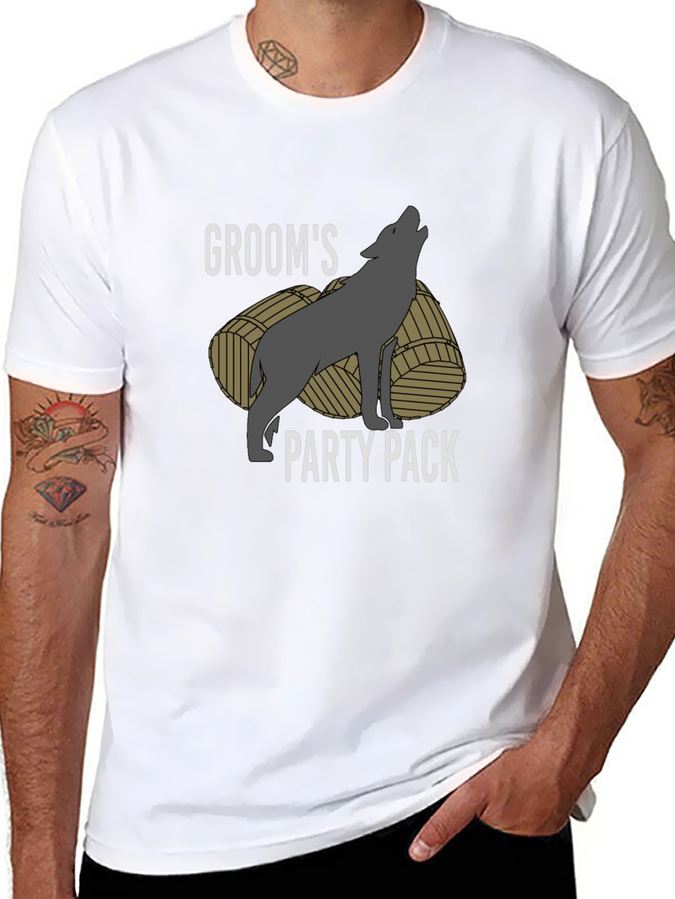 Grooms Party Pack T-Shirt - Wolf Design