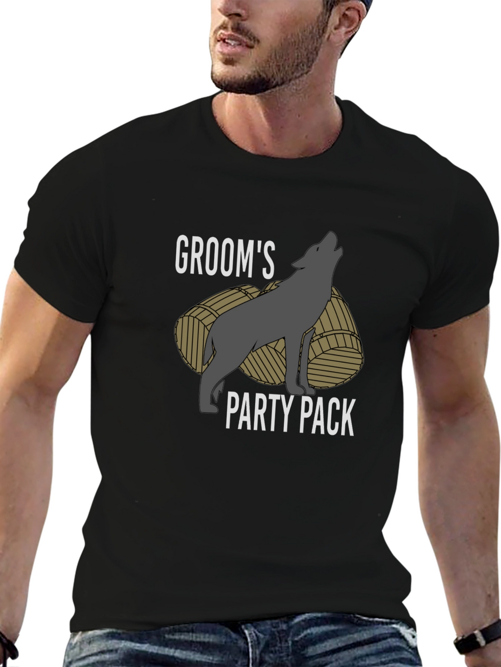 Grooms Party Pack T-Shirt - Wolf Design