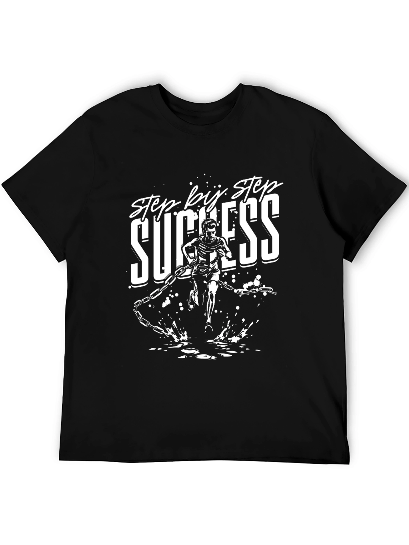 Step by Step Success Black Graphic T-Shirt