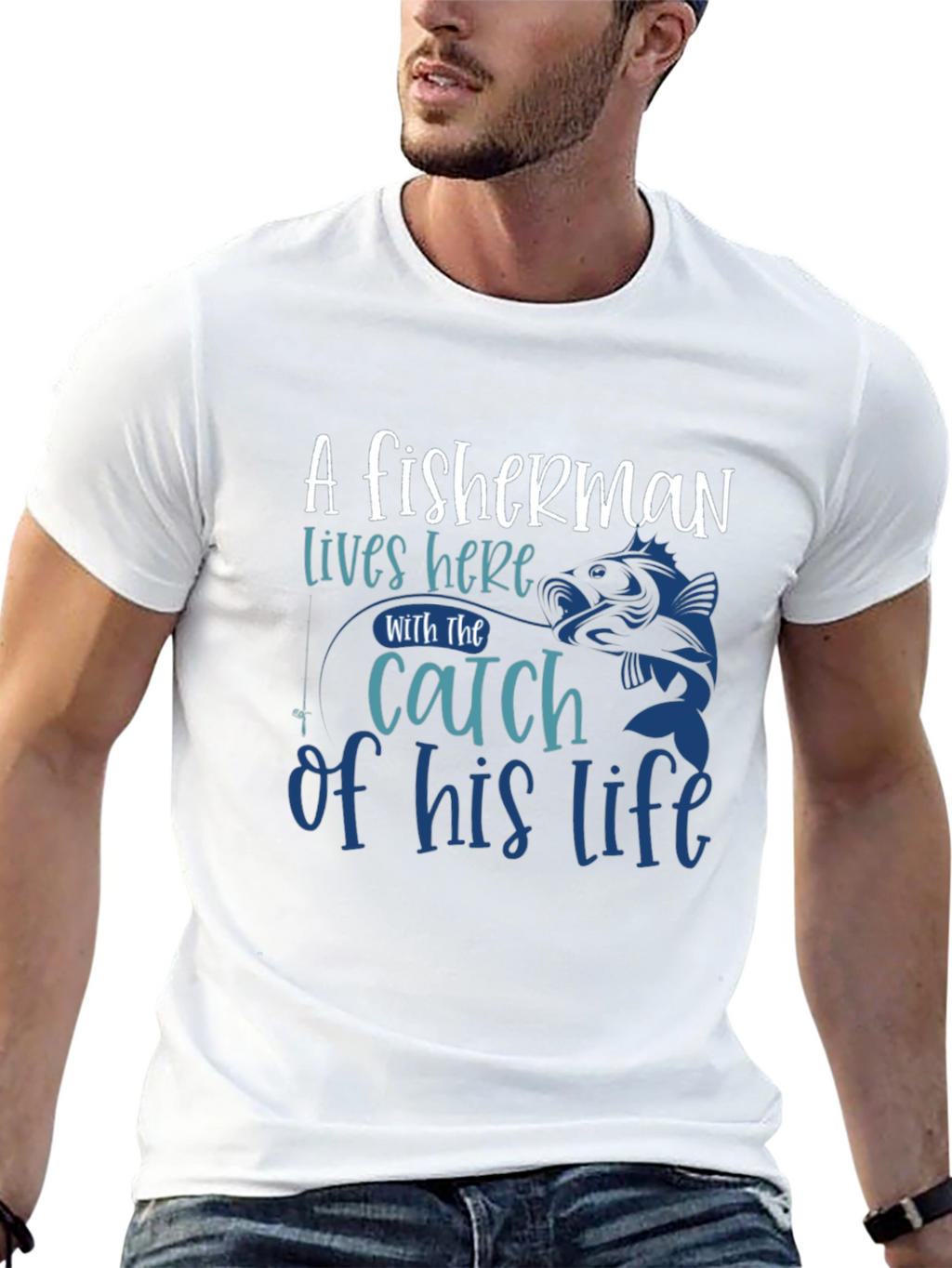 Fishermans Catch Graphic Tee - Stylish Black T-Shirt