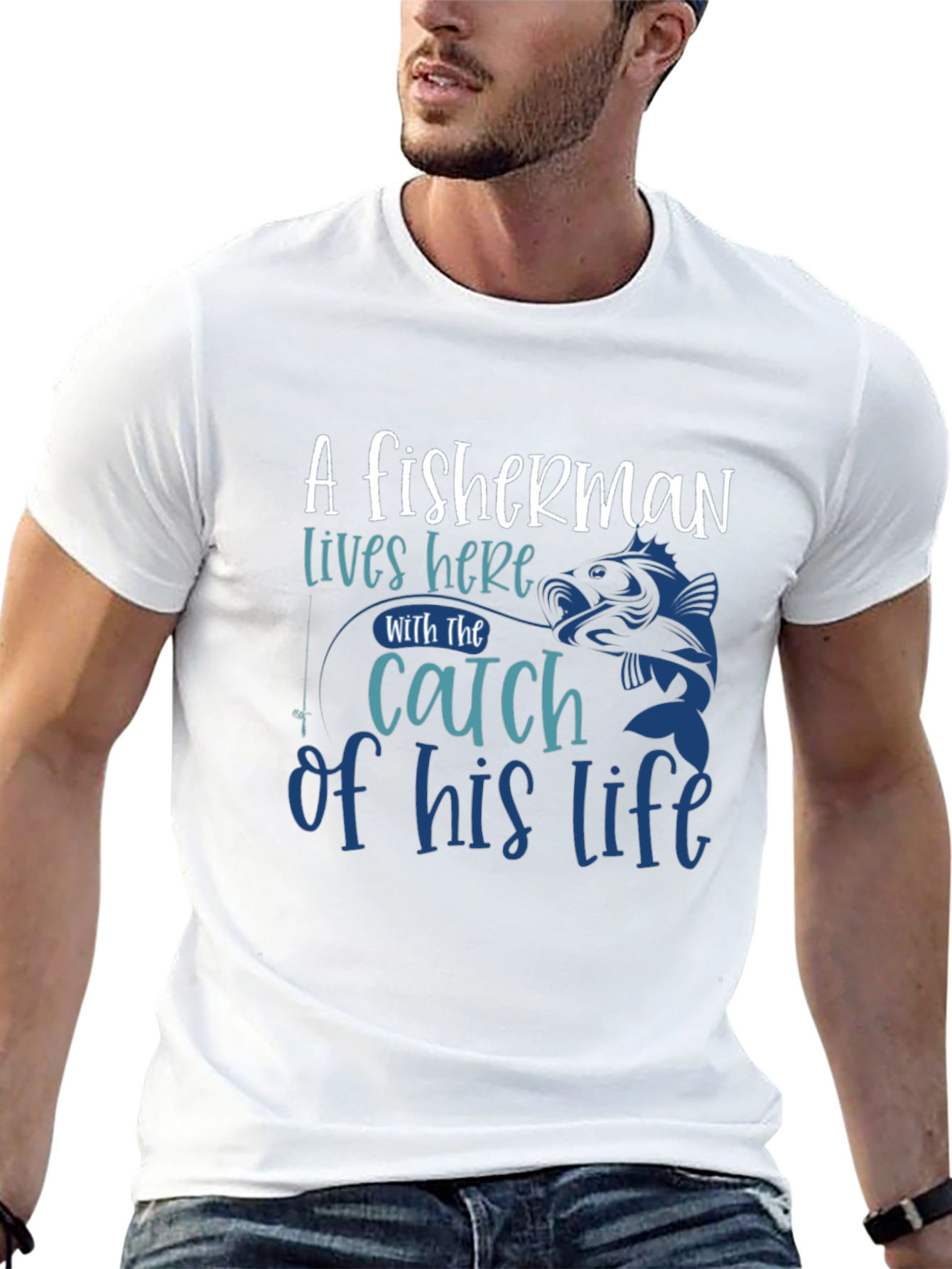 Fishermans Catch Graphic Tee - Stylish Black T-Shirt