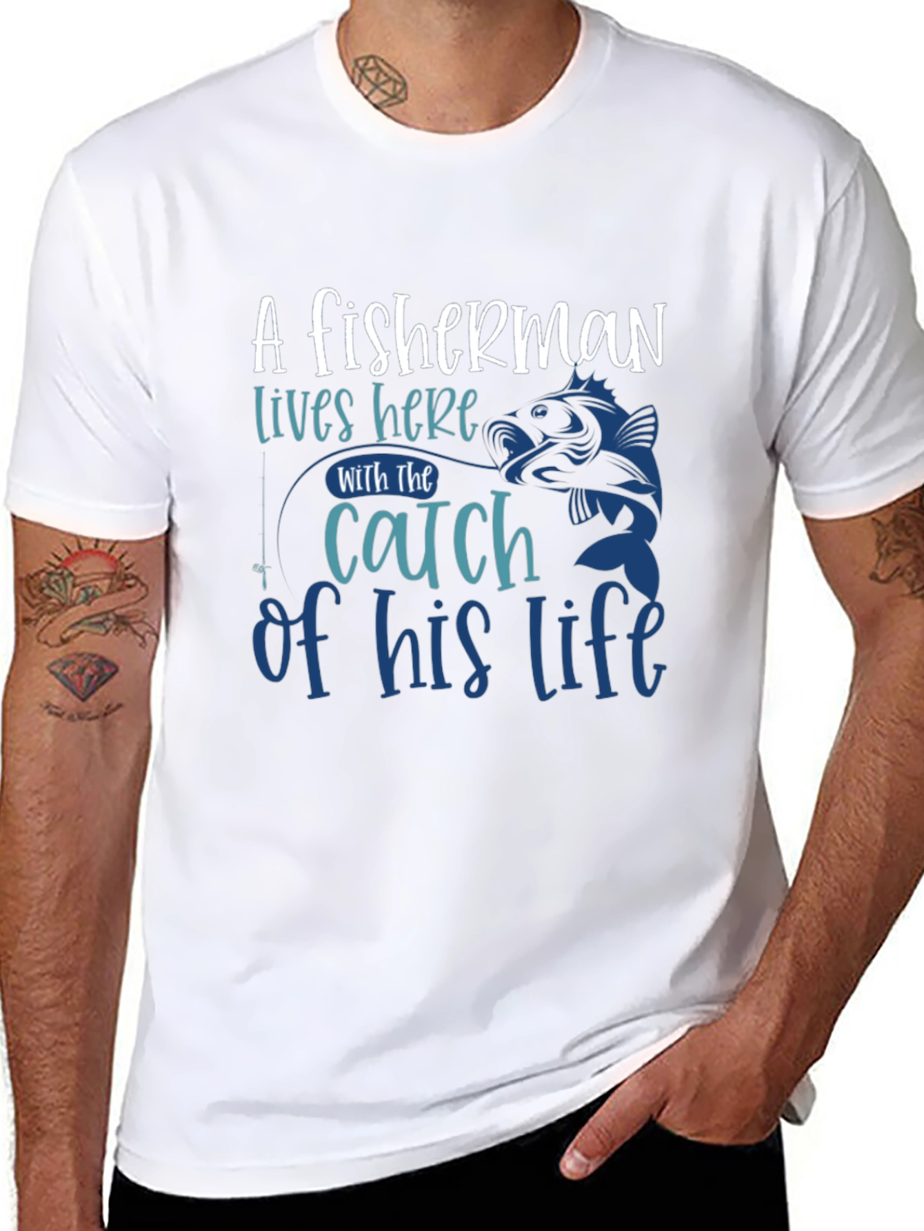Fishermans Catch Graphic Tee - Stylish Black T-Shirt