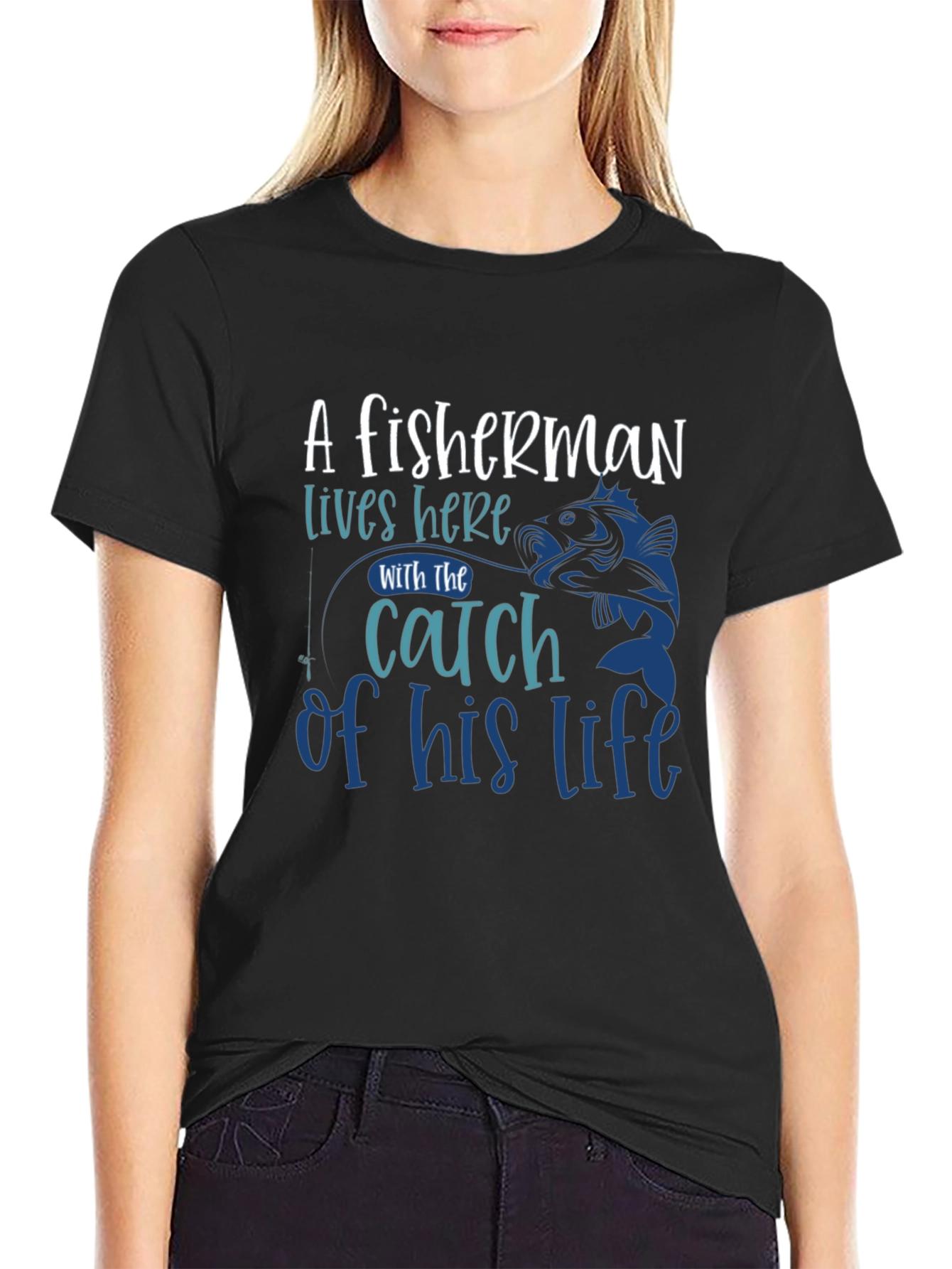 Fishermans Catch Graphic Tee - Stylish Black T-Shirt