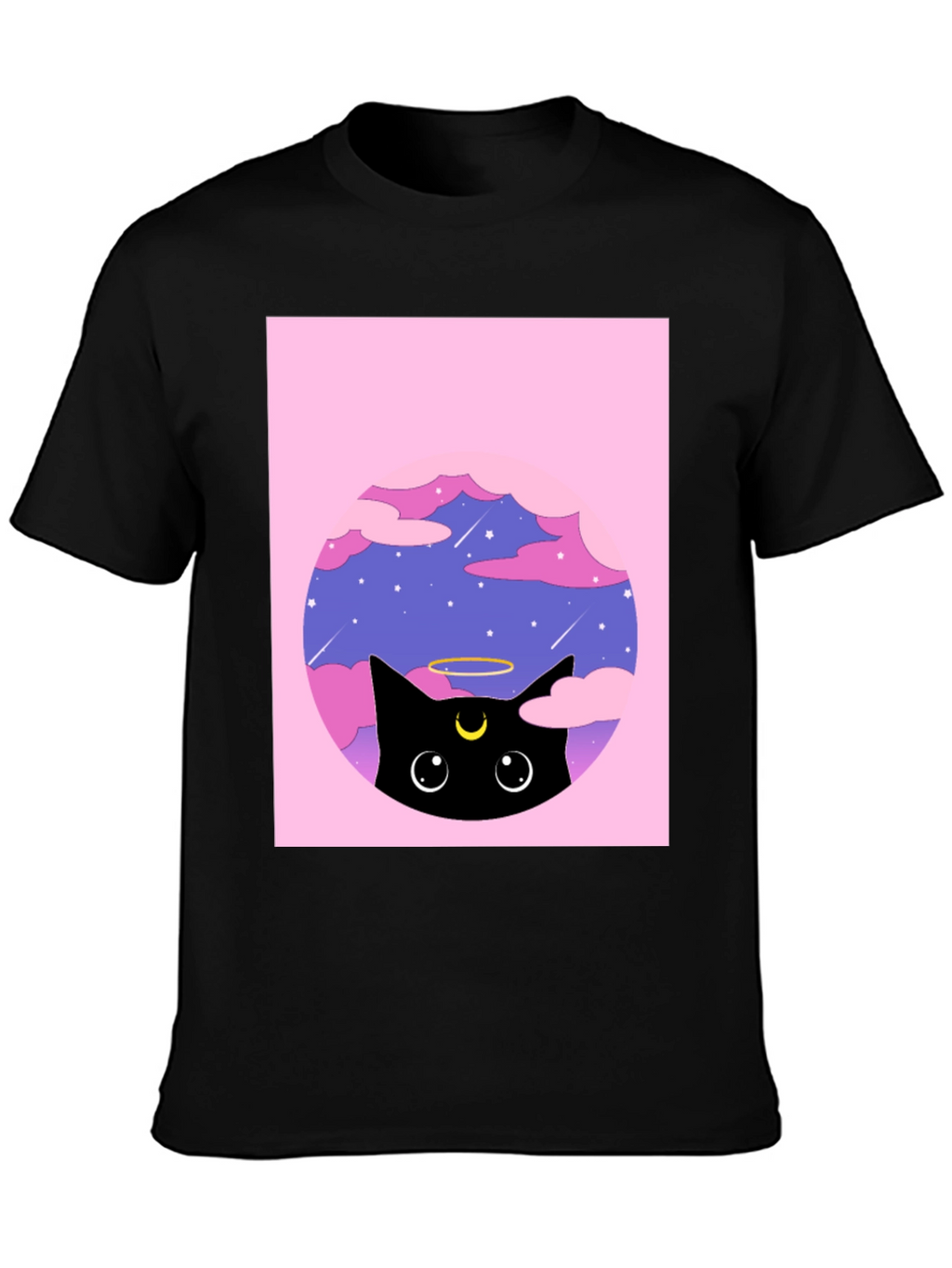 Black Cat in Clouds Graphic Tee