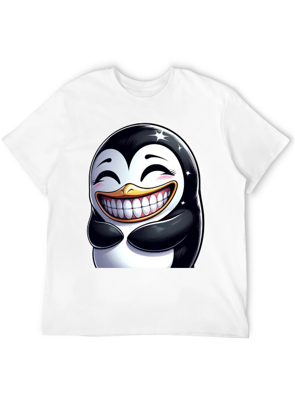 Funny Penguin Graphic Tee - Black Cotton Blend T-Shirt
