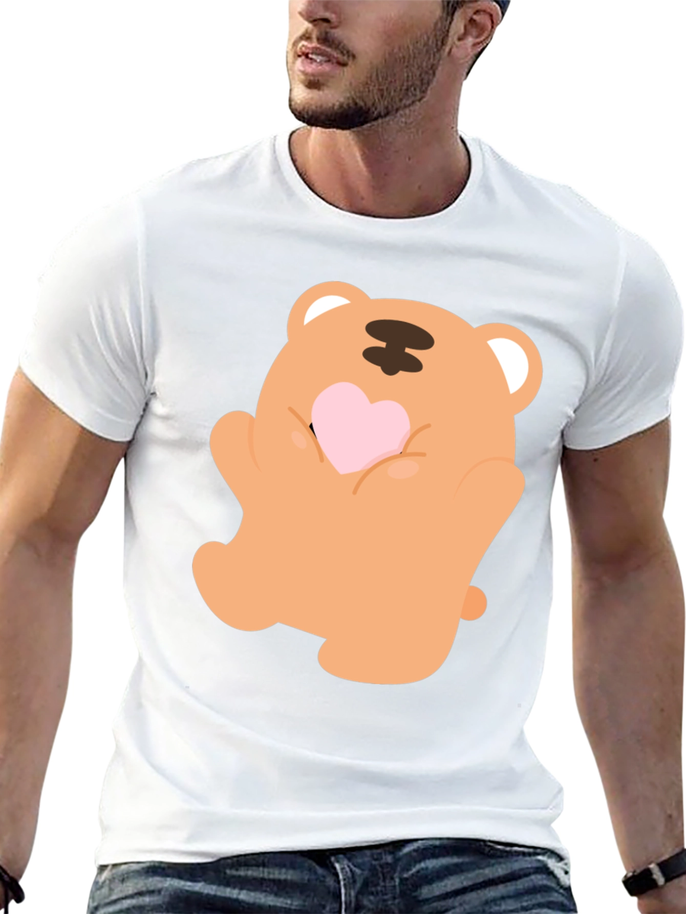 Cute Bear Holding Heart Graphic Tee
