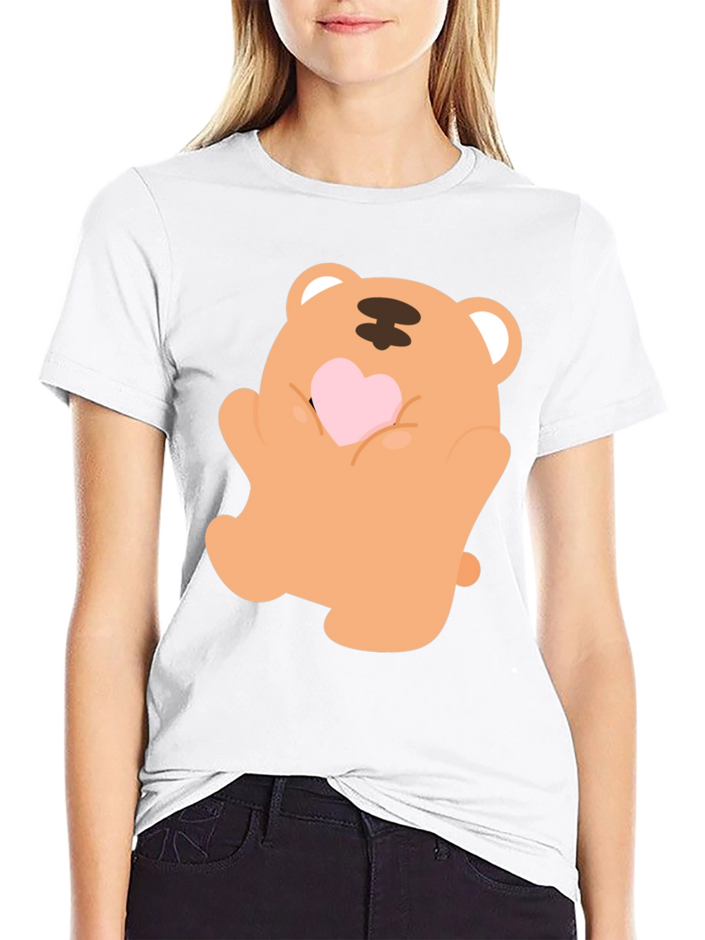 Cute Bear Holding Heart Graphic Tee