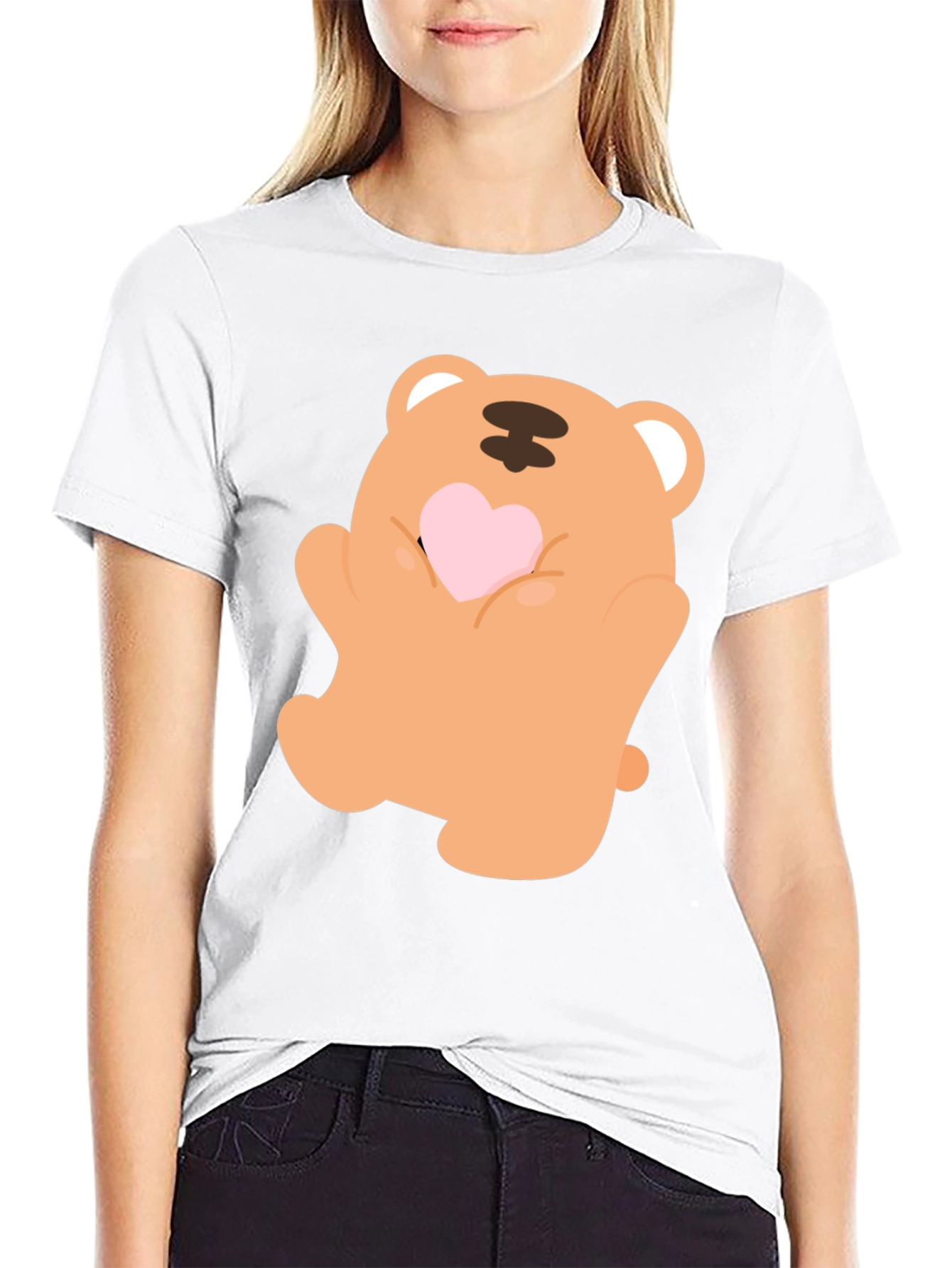 Cute Bear Holding Heart Graphic Tee