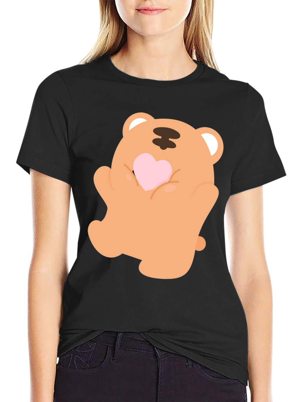 Cute Bear Holding Heart Graphic Tee