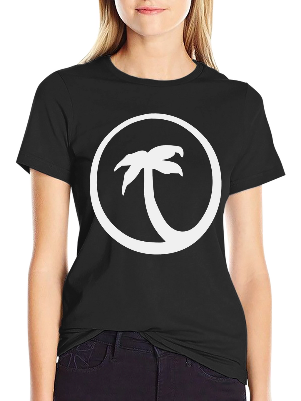 Black Palm Tree Circle Graphic Tee