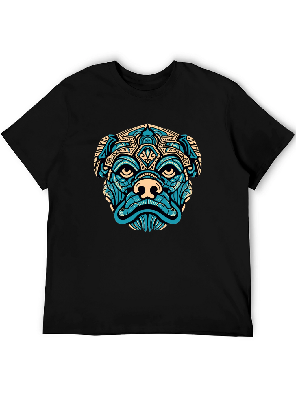 Aztec Pug Graphic T-Shirt - Black