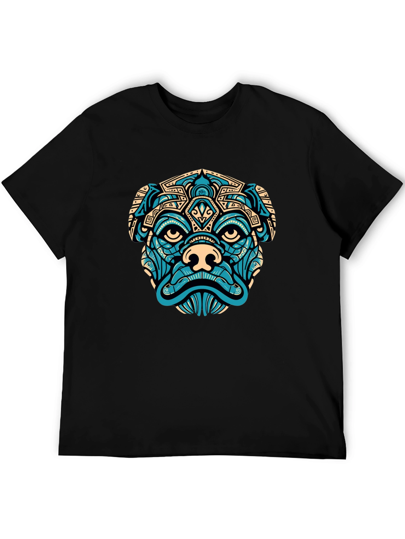 Aztec Pug Graphic T-Shirt - Black