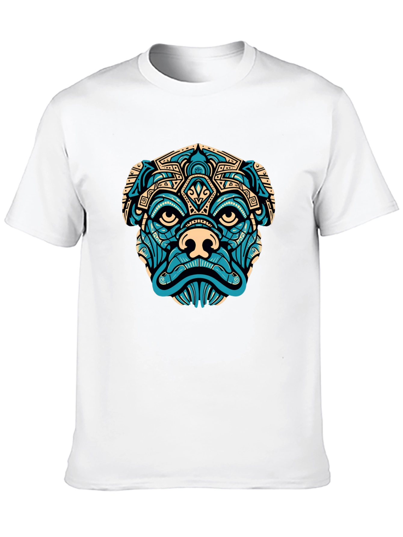 Aztec Pug Graphic T-Shirt - Black