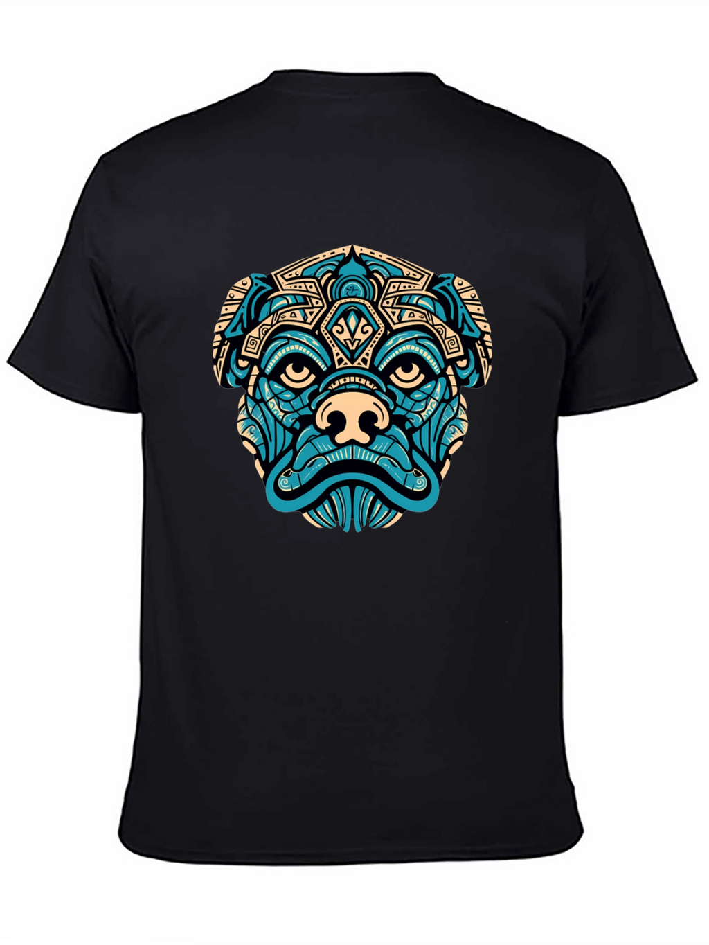 Aztec Pug Graphic T-Shirt - Black