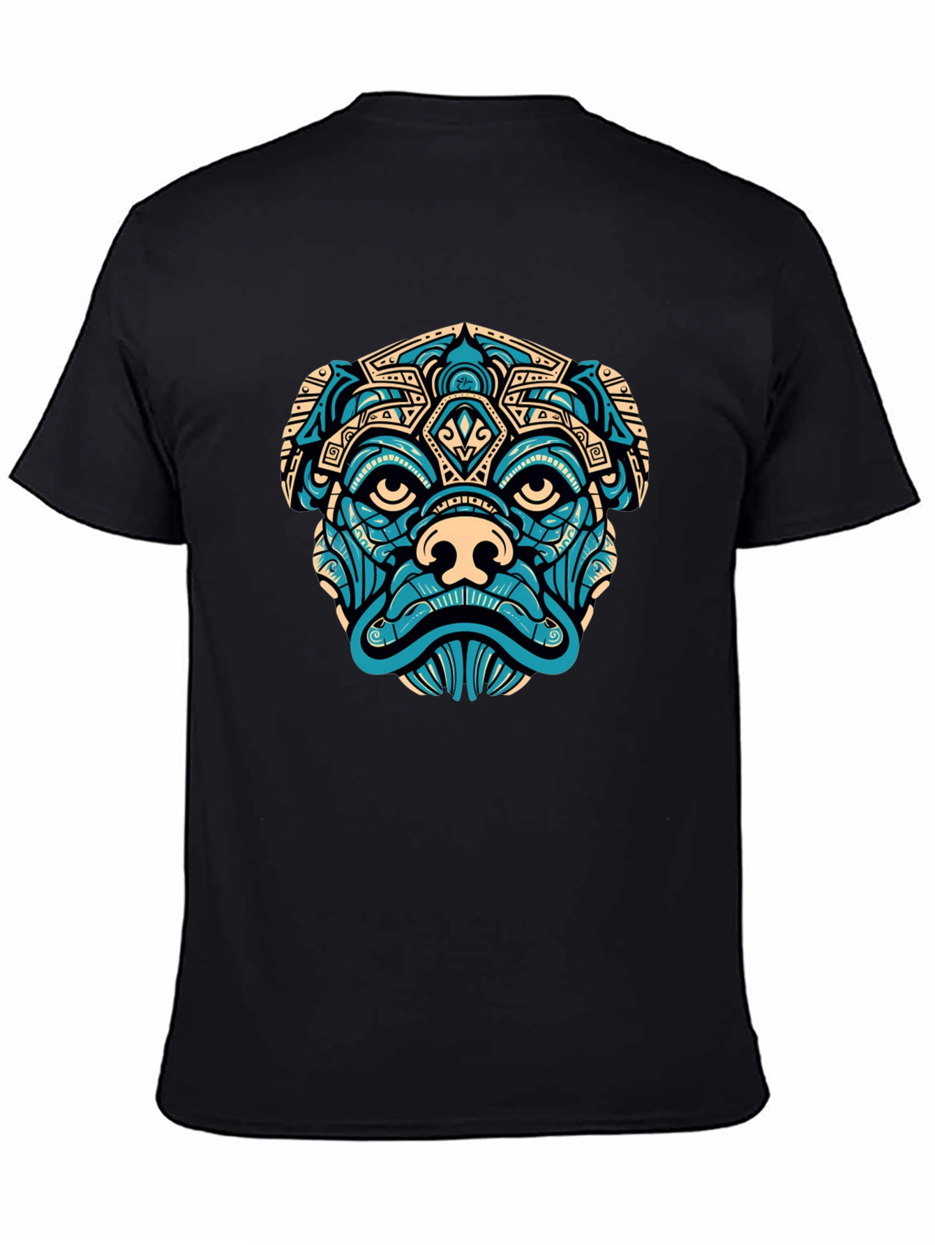 Aztec Pug Graphic T-Shirt - Black