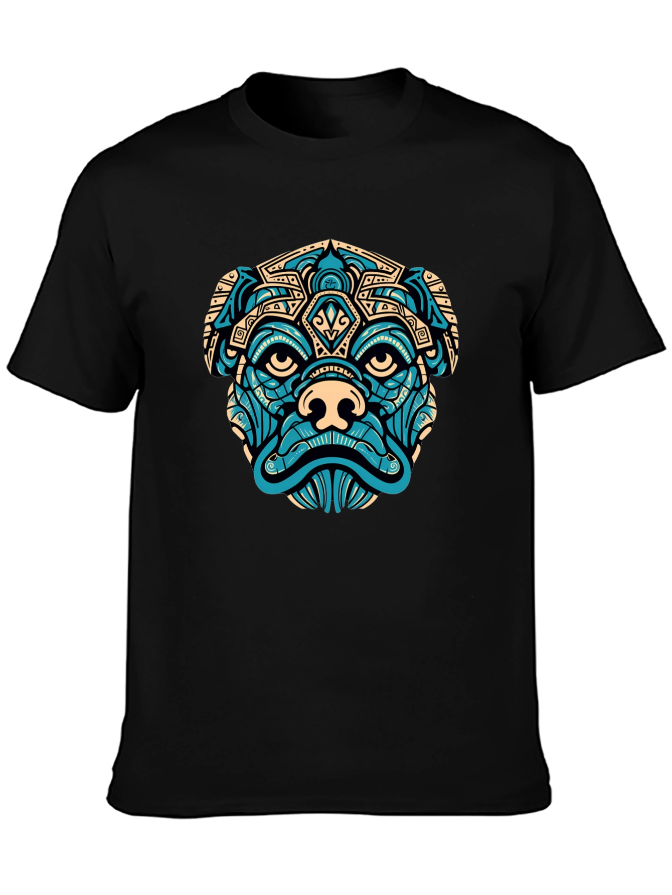 Aztec Pug Graphic T-Shirt - Black