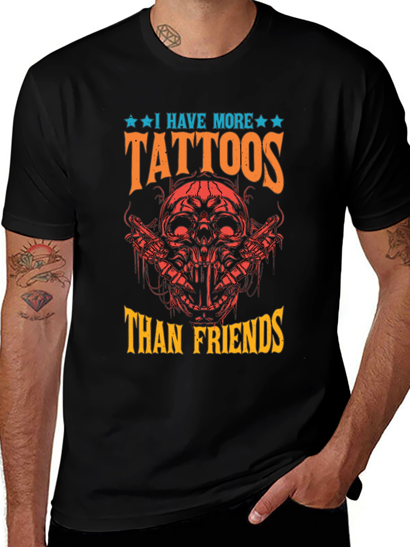 Tattoo Lover T-Shirt: I Have More Tattoos Than Friends Graphic Tee