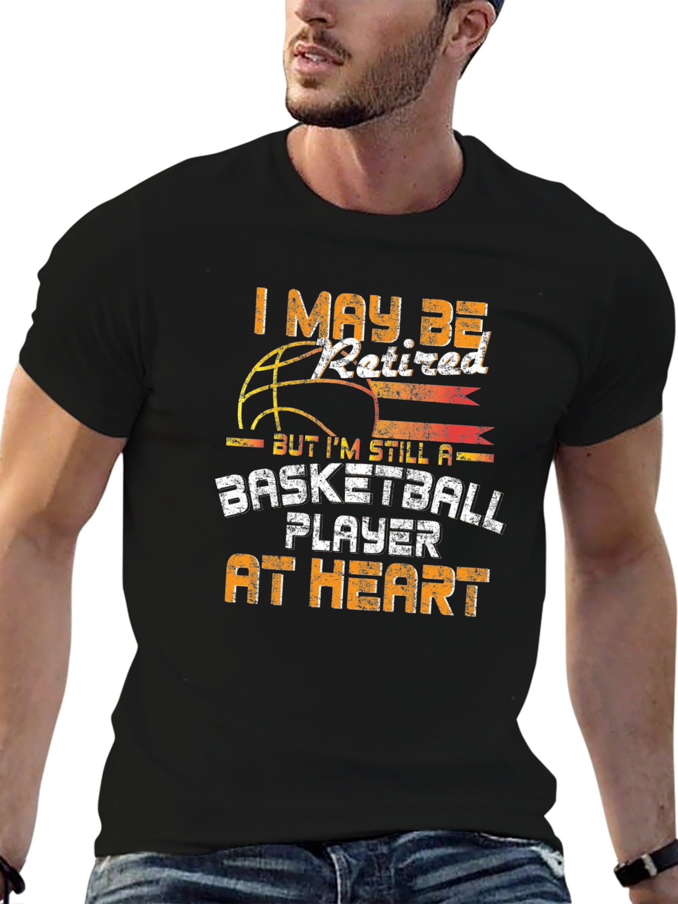 Retired Basketball Player T-Shirt - Black Cotton Blend Tee