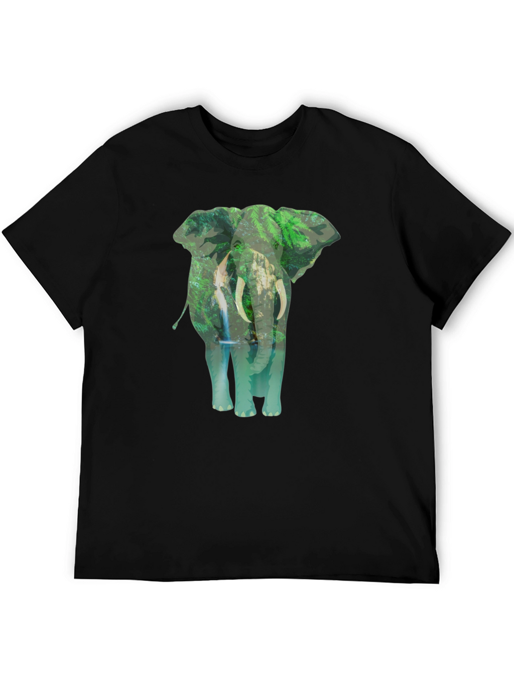 Elephant Jungle Graphic Tee - Black