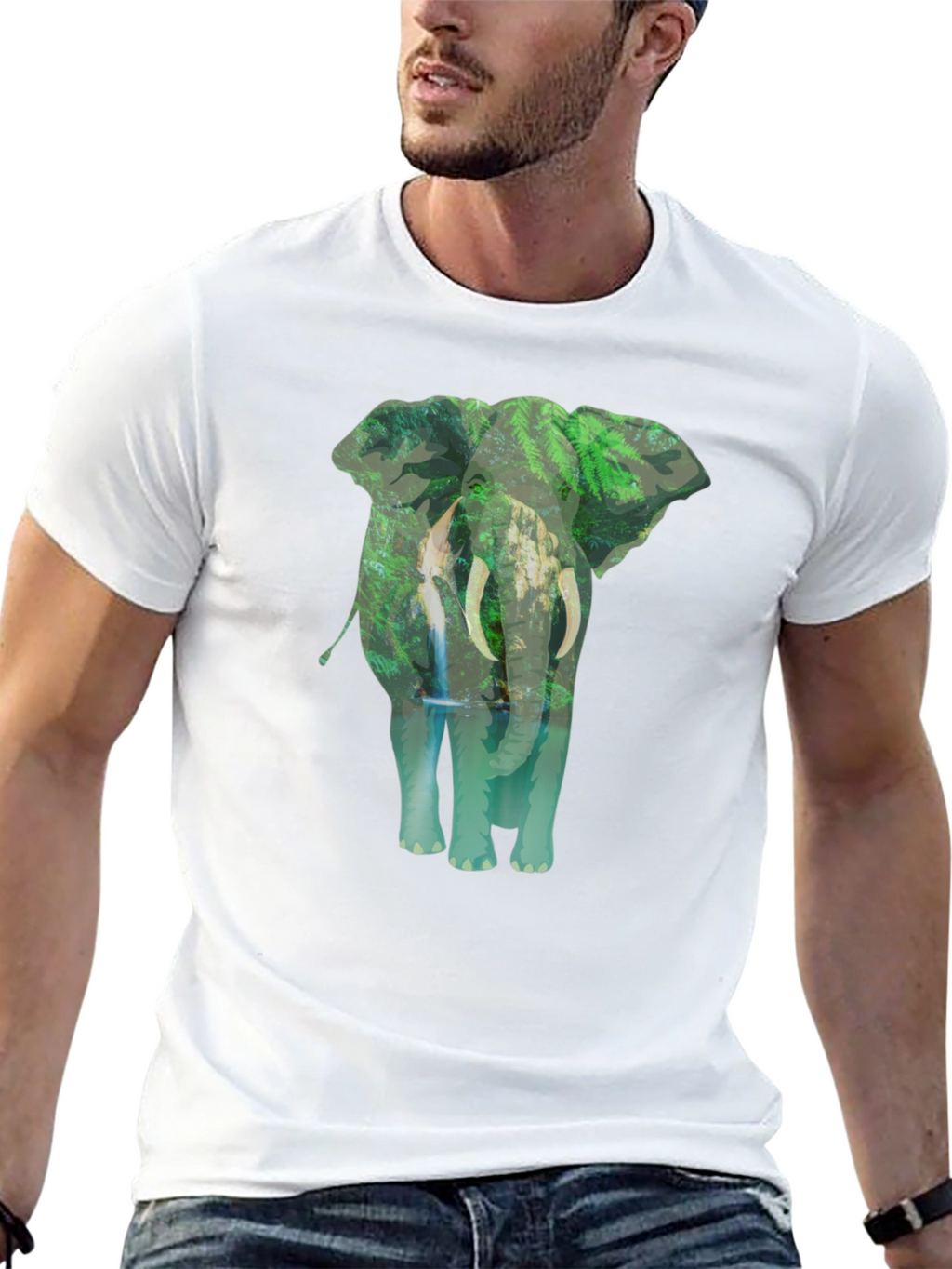 Elephant Jungle Graphic Tee - Black