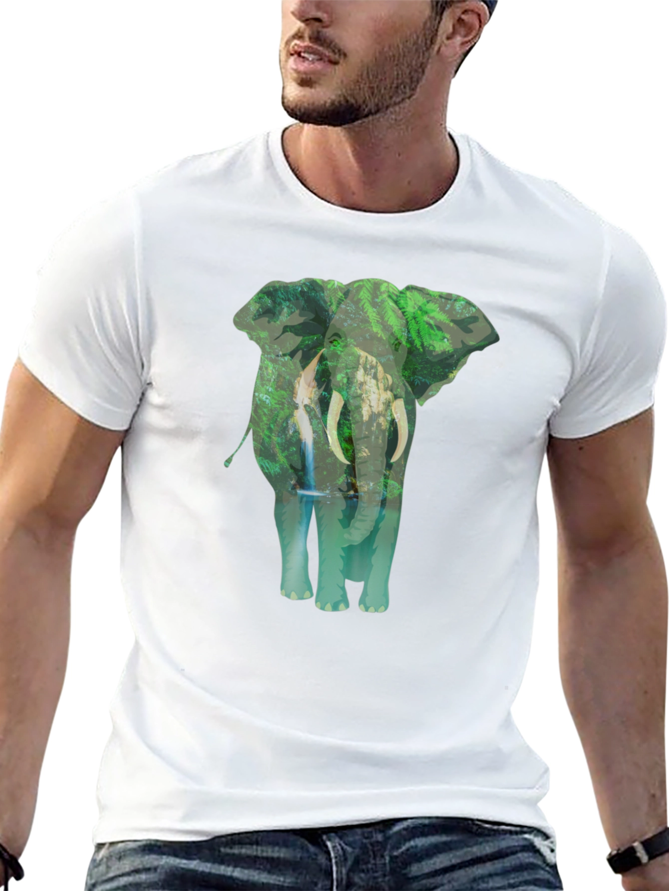 Elephant Jungle Graphic Tee - Black