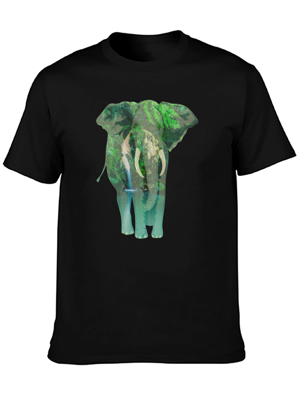 Elephant Jungle Graphic Tee - Black