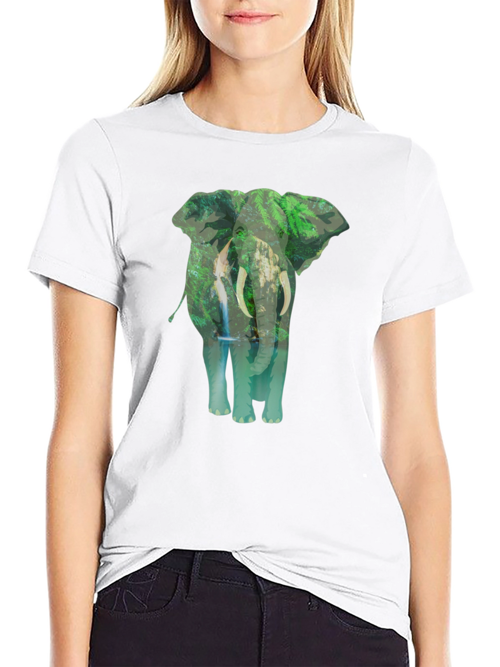 Elephant Jungle Graphic Tee - Black