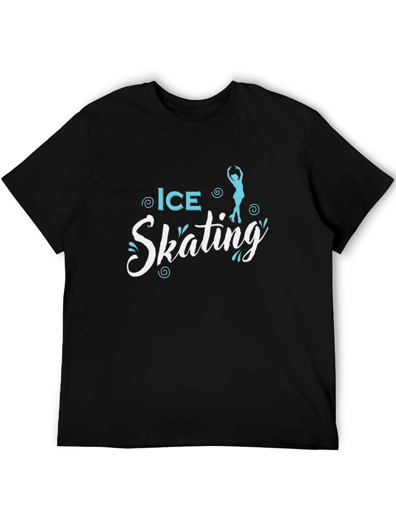 Ice Skating Graphic Tee - Black Cotton T-Shirt