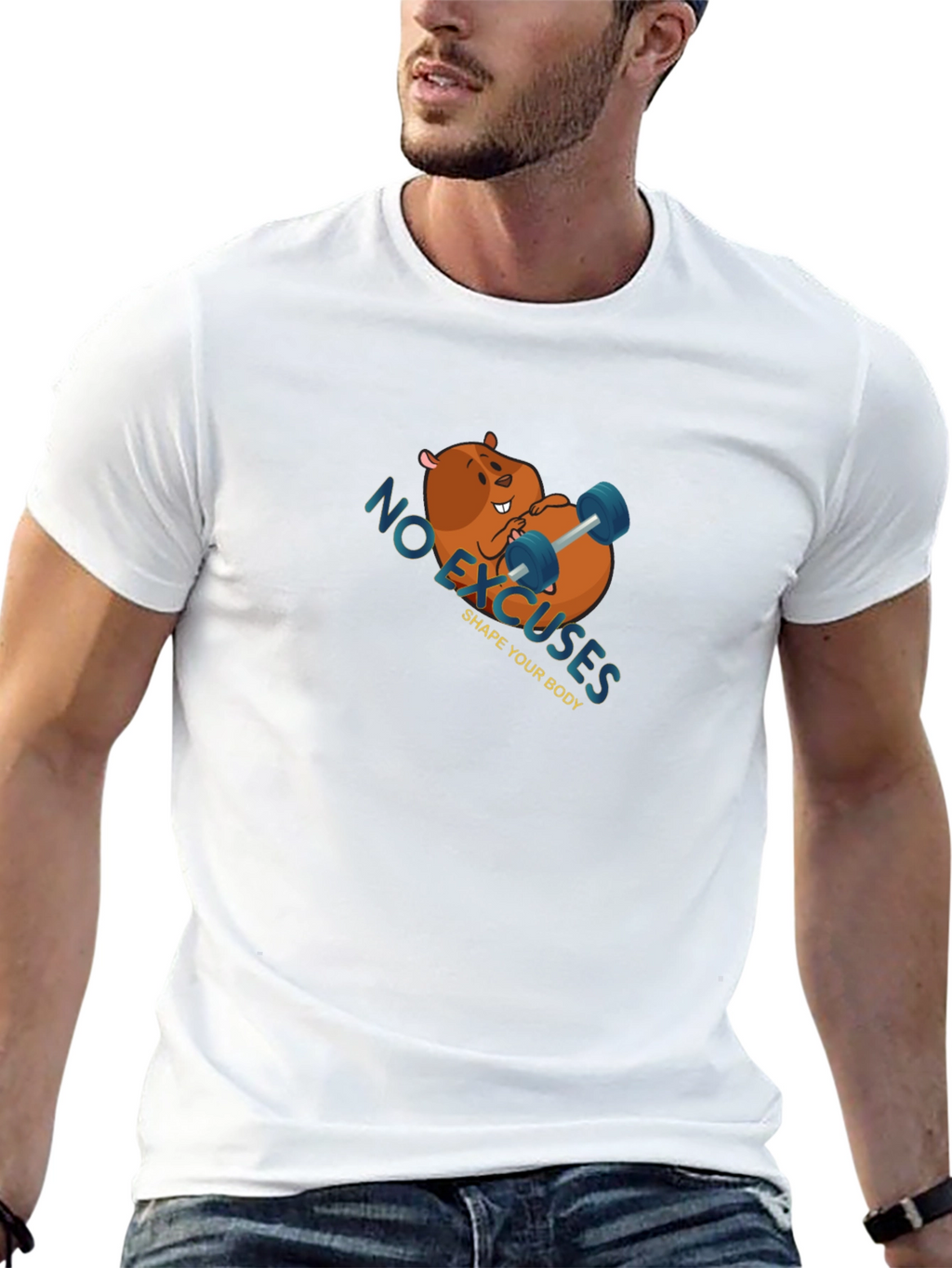 Funny Workout Beaver T-Shirt - No Excuses!