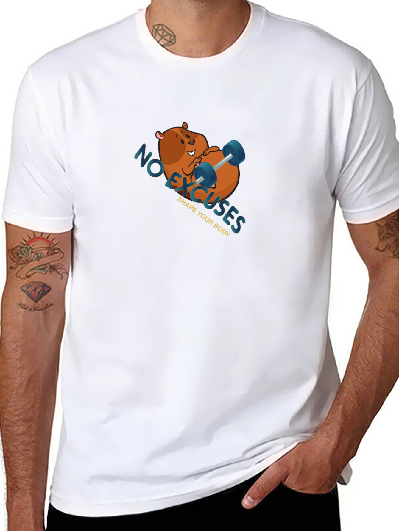 Funny Workout Beaver T-Shirt - No Excuses!