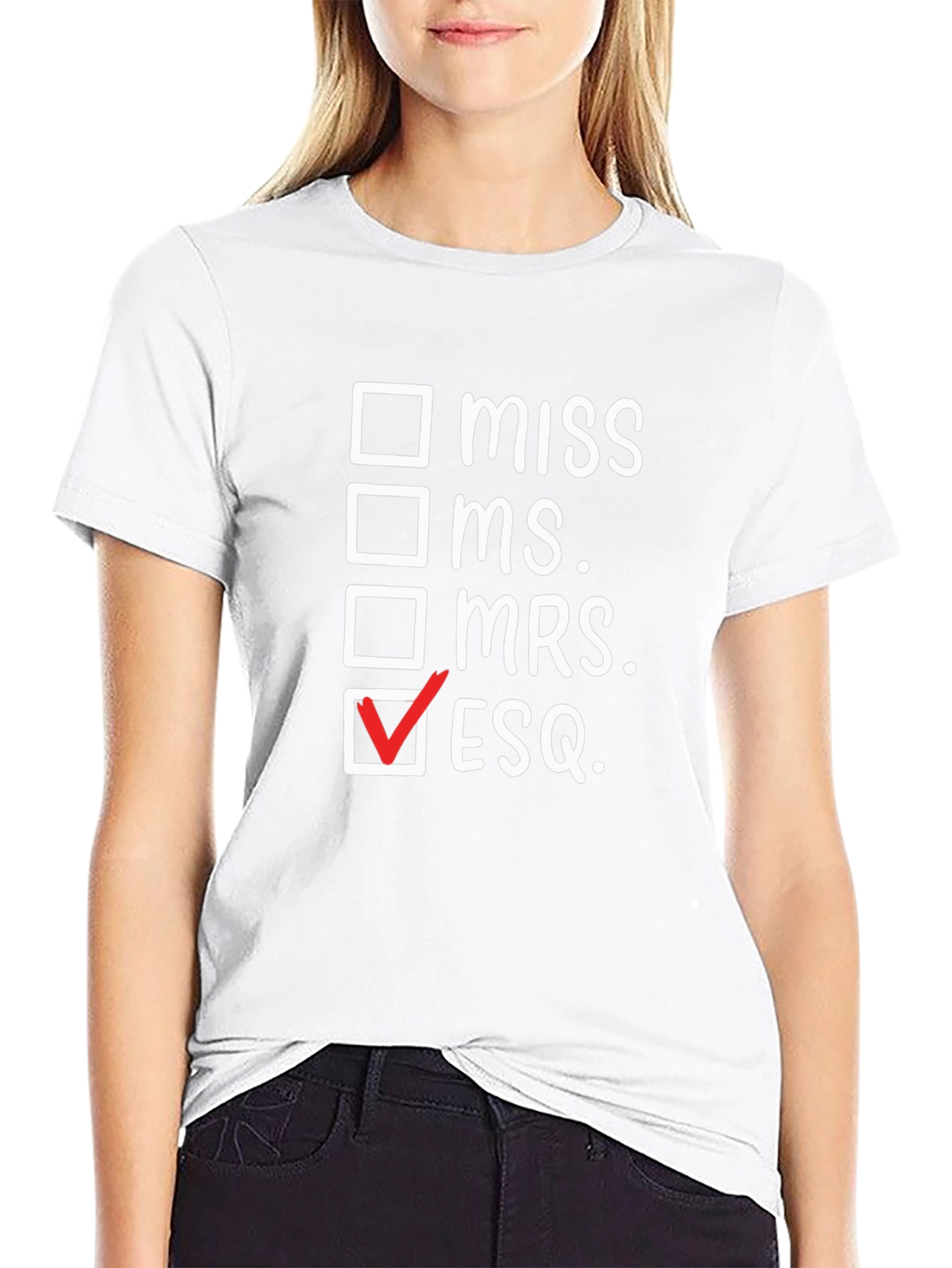 ESQ. Attorney T-Shirt: Miss Ms. Mrs. Lawyer Novelty Tee