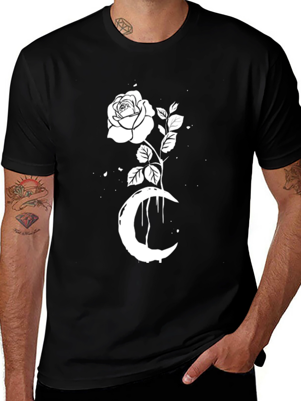 Rose & Crescent Moon Graphic Tee