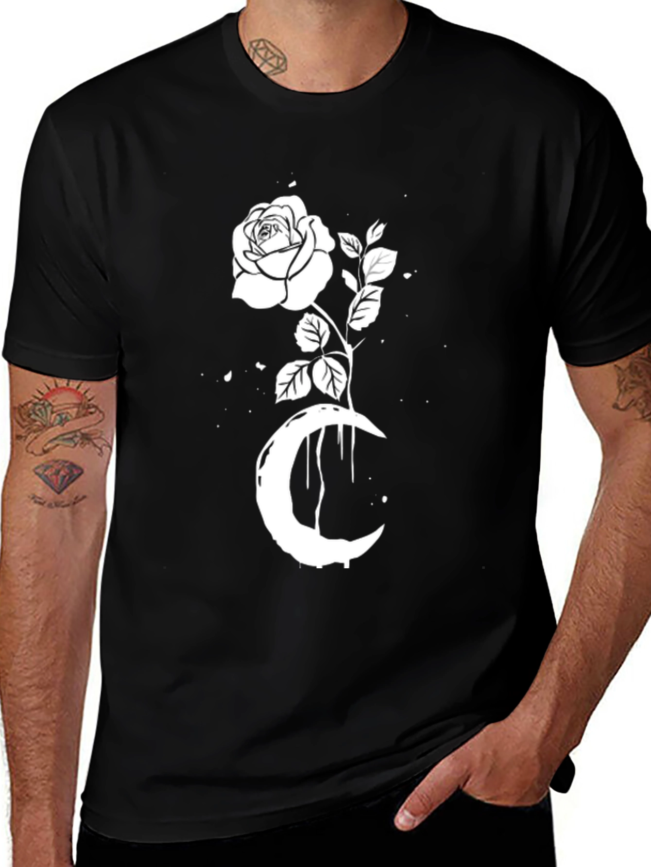 Rose & Crescent Moon Graphic Tee