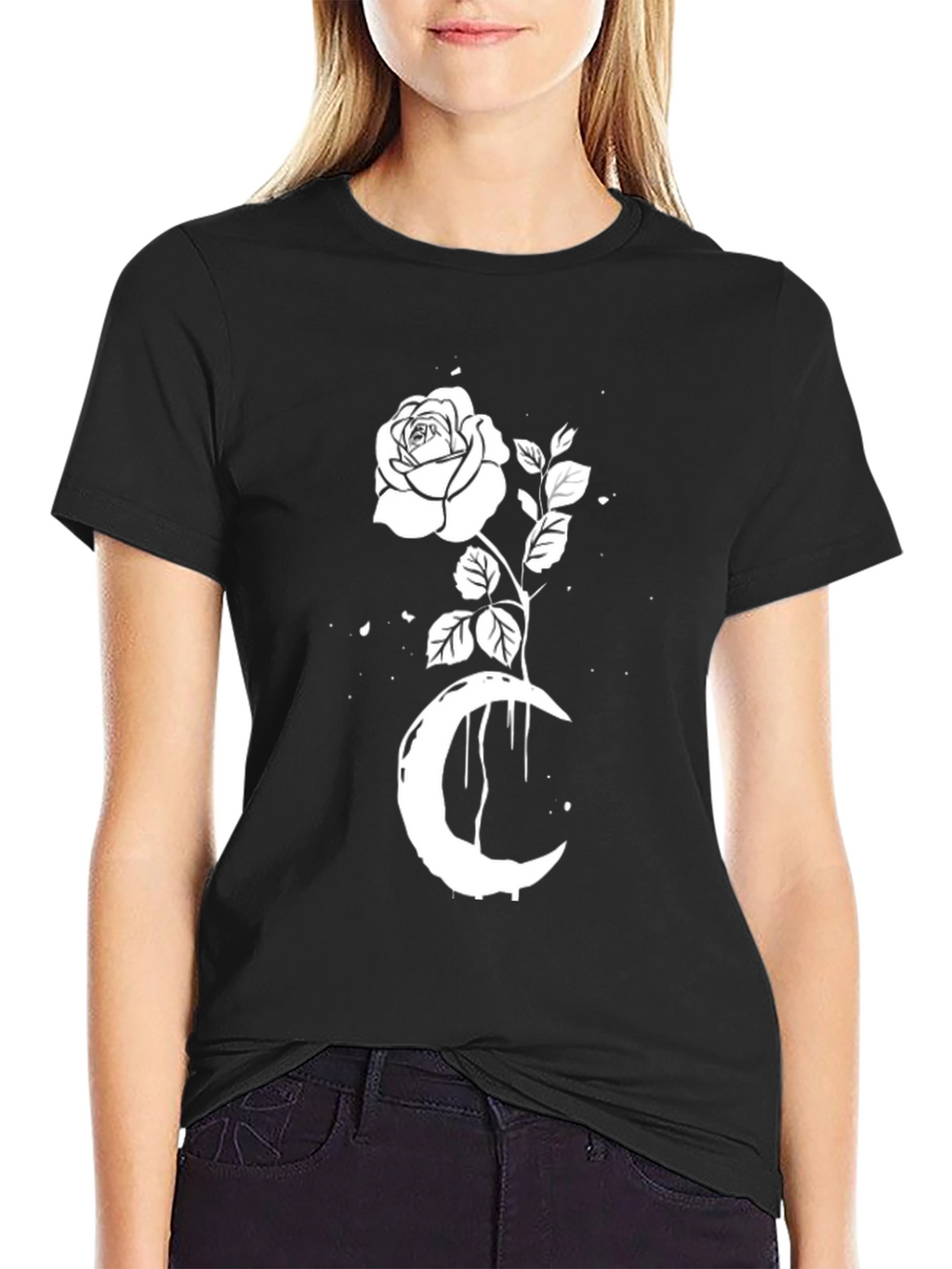 Rose & Crescent Moon Graphic Tee