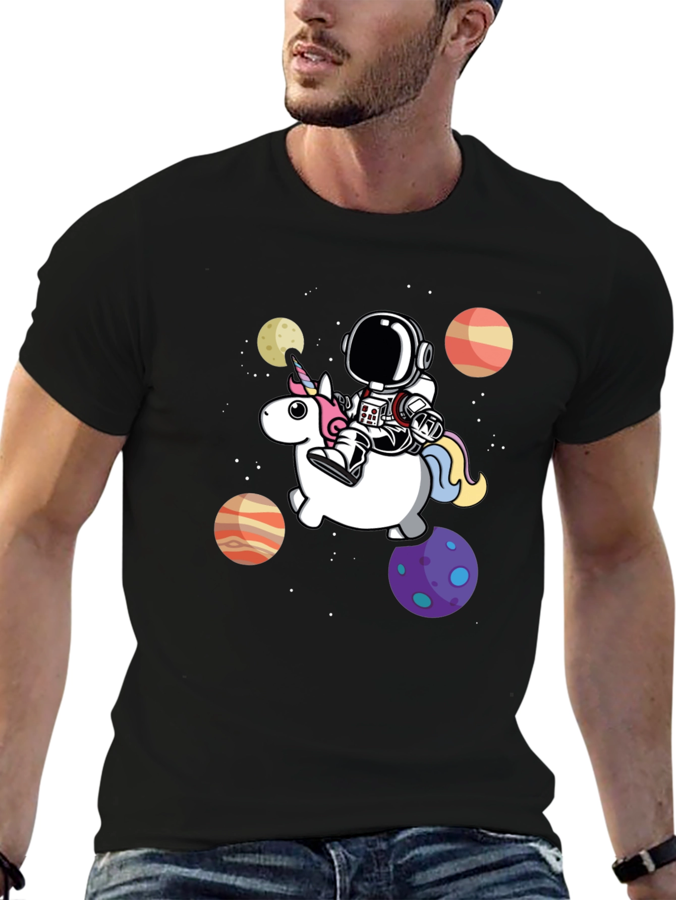 Astronaut Riding Unicorn Graphic Tee
