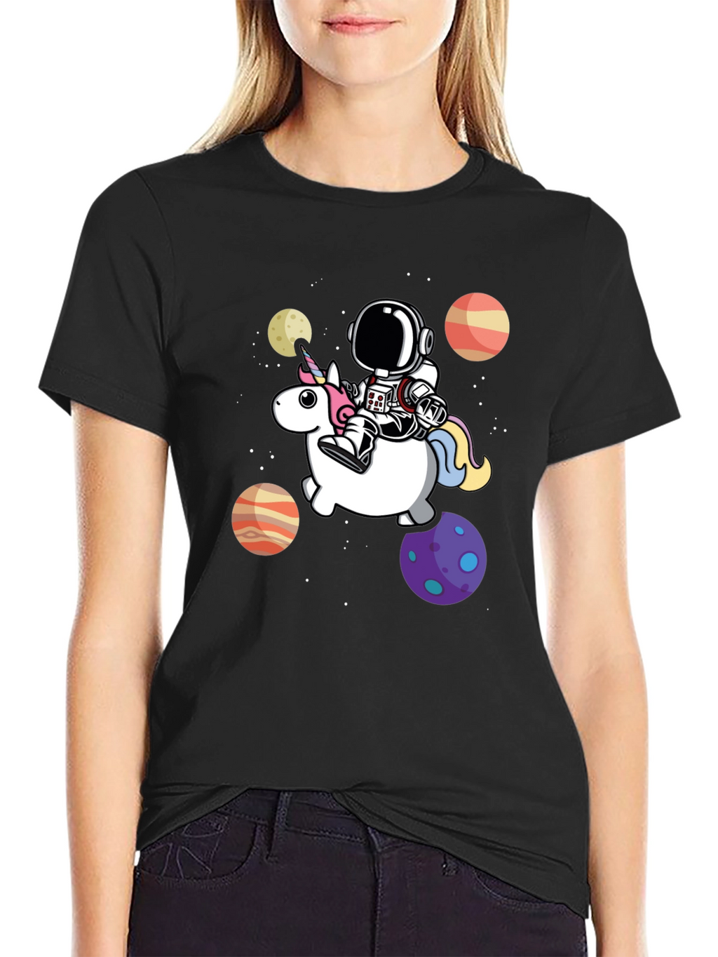Astronaut Riding Unicorn Graphic Tee