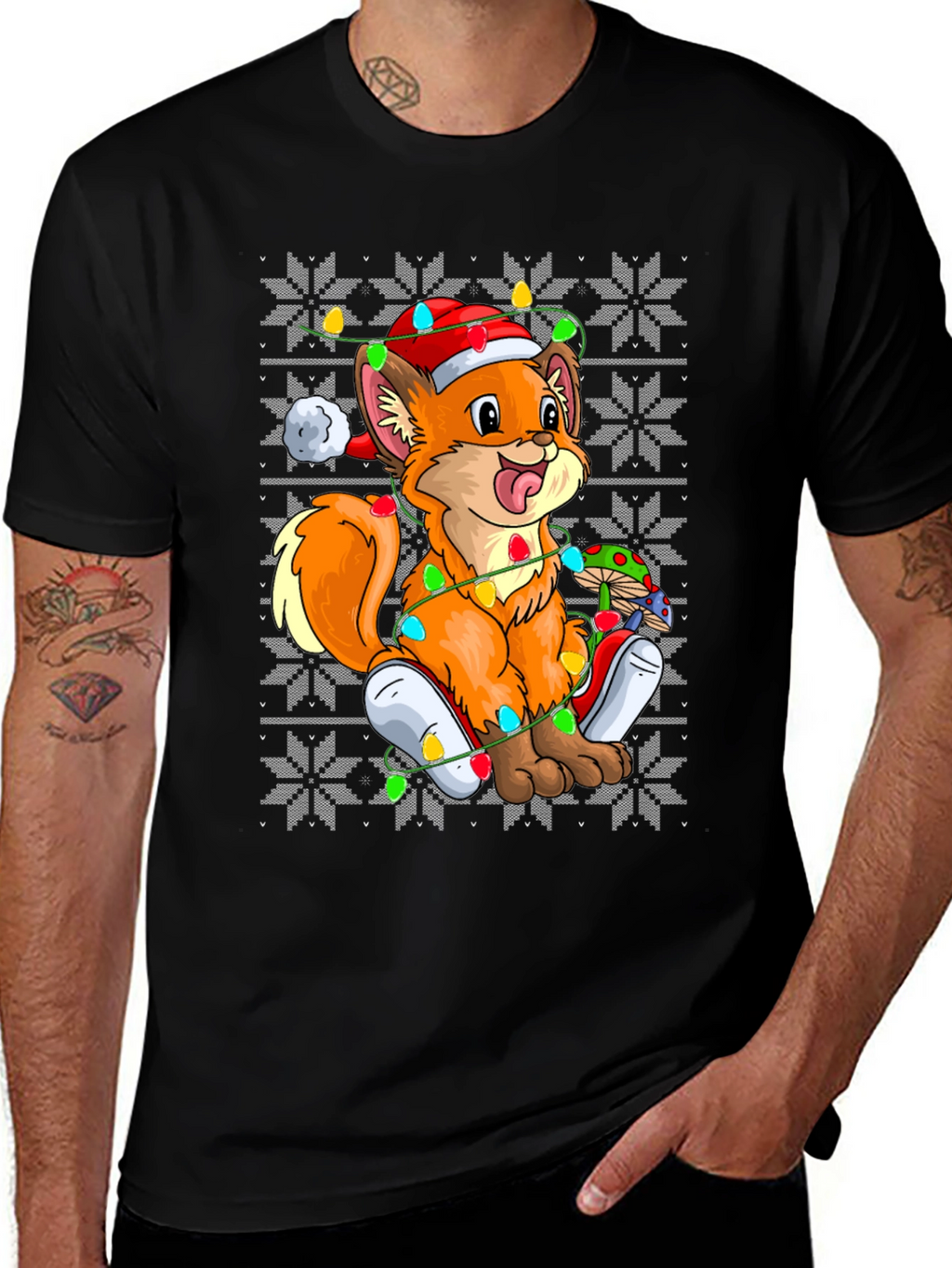 Festive Fox Ugly Christmas Sweater T-Shirt