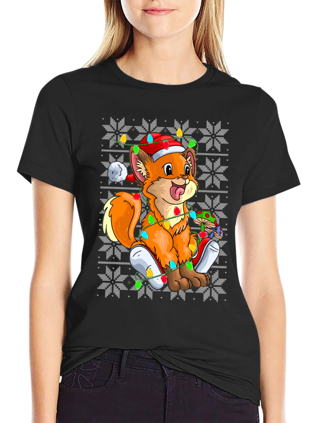 Festive Fox Ugly Christmas Sweater T-Shirt